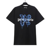 24S cross-border European and American trendy brand palm angel painting flow paint letter printing short-sleeved t-shirt men's and women's high street S