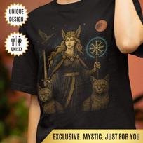 Freya Norse Goddess T-Shirt, Freyja Viking Shieldmaiden Tee, Pagan Witchcore Shirt, Mythology Gift for Her, Nordic Warrior Goddess Shirt S