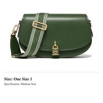 MICHAEL KORS Mila Classic Leather Messenger Bag, Saddle Bag, Shoulder Bag, Crossbody Bag Medium Jasper 30S3GIMM8L-386 One Size 1 tamsiai žalia spalva
