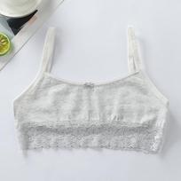 Lace Sling Bandeau Training Vest for Puberty Big Girls Developmental Kids Inner Undergarment Suitable for Primary School Girls Aged 6-14 Years Old S pilka spalva