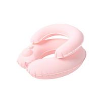 Soft Flocking Travel Neck Pillow Double Layer Cervical Support Cushion  Airplane Nap rožinė