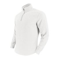 Men stand collar half zip grid texture slim curved hem long sleeve casual tee S balta