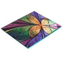 Durable and Stylish Glass Kitchen Backsplash with Fractal Flower Pattern 60X52 Cm