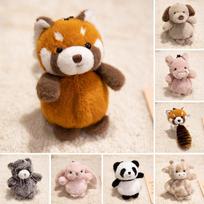 Cute Raccoon Keychain Panda Deer Plush Toy Zoo Animal Theme Gift for Kids Soft Safe Stuffed Animal Birthday Party Favor less