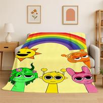 Music Sprunki Incredibox Game Soft Flannel Throw Blanket,Cozy Blanket for Bed,Couch,Sofa,Bedroom,Living Room,Travel,Picnic kids 75x90cm