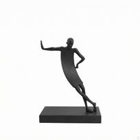 Tabletop Sculpture Black Metal Abstract Matte Finish Figurine Ornament E 221030cm