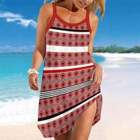 Women's Beach Dress Mini Dress  Retro Mandala Print Casual Modern Dress Sleeveless Loose Fit Outdoor Daily Summer XS balta