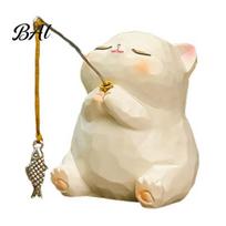 Glass Hydroponic Vase Set Leisure Fishing Frog/Cat/Panda/Bear Statue Ornaments, Clear Mini Vases Miniature Decorative Figurines for Tea Tables B Cat