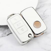 TPU Automobilio Raktų Dėklas Dangtelis VW Polo Jetta Tiguan Passat Golf Beetle Scirocco Skoda Octavia Fabia Seat Ibiza Leon Automobilio Aksesuarai balta