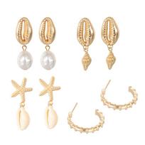 4Pairs/Set Bohemia Women Shell Conch Statement Earrings Drop Dangle Earrings auksas