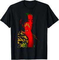 Official Billie Eilish Red Photo Neon Black T-Shirt XXL