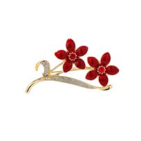 Enamel Five-Leaf Flower Brooch Pin for Women Suit Lapel one size raudona
