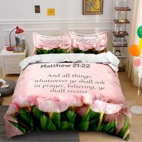 Bible Verse Matthew 21:22 Tulip Bedding Set Bedding set (1 duvet cover, 2 pillowcases, duvet not included) 135x200cm