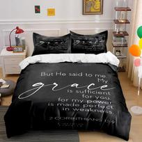 Religious Grace Quote Bedding Set Bedding set (1 duvet cover, 2 pillowcases, duvet not included) 135x200cm