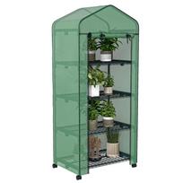 4 Tier Mini Portable Greenhouse Compact Plant Grow Shed Metal Frame PE Cover with Lockable Rolling Wheels , Green 69 x 50 x 160 cm žalia