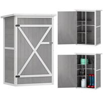 Wooden Small Shed, Garden Storage Shed with Shelves and Bolt Latch, 75L x 56W x115H cm, Grey 75 x 56 x 115 cm pilka