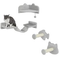 4-Piece Cat Wall Shelves with Steps, Ladder, Jumping Platforms, Light Grey 90 x 26 x 12.5 cm šviesiai pilka spalva