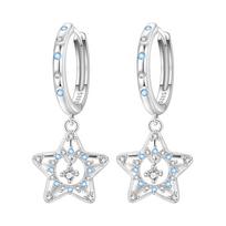 Orstarry 925 Silver Sparkling Blue Zircon Star Drop Earrings Women Earrings Charm Fashion Versatile Party Jewelry Gifts