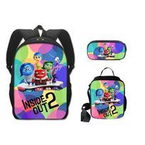 Cartoon Backpack Mind Secret Service Large Capacity Printed Backpack Three-Piece Insideout School Bag pencil bag