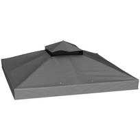 3 x 3 m Gazebo Replacement Roof, Gazebo Replacement Canopy with Water Drainage Holes, UPF30+, Sun Protection, Dark Grey 300 x 300 x 1 cm tamsiai pilka spalva