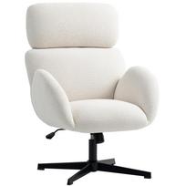 Office Chair with Velvet-Look Fabric Cover, Upholstered Chair with Steel Base, Height-Adjustable Desk Chair, Cream White 68 x 67 x 113 cm