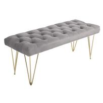 Bench Upholstered Bench Piano Bench Shoe Bench with Velvet Look Bed Bench Piano Bench for Bedroom, Living Room, Hallway, Metal Grey 116 x 44.5 x 49 cm 116 x 445 x 49 cm pilka