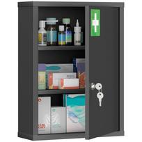 Wall-mounted Medicine Cabinet with Lock, 3-tier Steel Wall Cabinet, 40 x 15 x 53.5 cm, Black 40 x 15 x 53.5 cm juoda