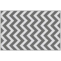 Outdoor Rug, Waterproof, Double-Sided Design, High-Quality Plastic Fiber, Light Grey+White, 121 x 182 cm 121 x 182 x 0.3 cm