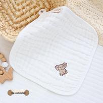 Six-Layer Bubble Gauze Cartoon Baby Drool Bib - Absorbent Embroidered Towel 25x25 cm