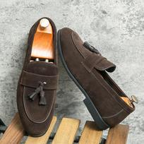 Spring New Reverse Suede Loafers Men's Luxury High Quality Classic Tassel Casual Shoes Comfortable Shoes Soft Sole Shallow Shoes 38 ruda