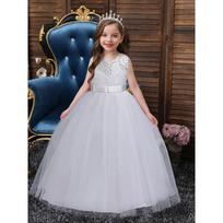 Children's Dress Princess Dress Big Children Lace Wedding Dress Long Tutu Skirt Vest Dress 120cm balta