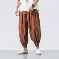 Japoniškos kelnaitės plius dydis Kinijos stiliaus Bloomers Vyriškos lininės kelnės Vyriškos medvilnės lininės kelnės Learm kelnės antblauzdžiai M ruda