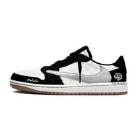 Travis Scott x Jordan Air Jordan 1 Black Yarn White Rose Slip Resistant Slip Resistant Low top Vintage Basketball Shoes DZ4137-700(Team1868-  ) 42