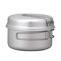 Snow Peak Aluminum Personal Cookware Set Pot x Lid x Ideal for Outdoor and Emergency (Stackable 2, 2) SCS-020R - Camping, Activities, Hiking, sidabras