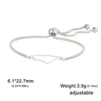 Hollow Palestine Map Pendant Bracelet Stainless Steel Adjustable Box Chain for Men and Women Israeli Ethnic Jewelry Gift