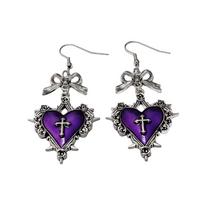 Silver Thorn Rose Drop Earrings Bow Halloween Dangle Earrings Heart Cross Earrings  Daily violetinė