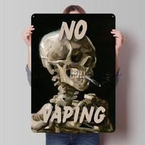 No Vaping Skeleton Sign Tinplate Posters Customizable Wall Art Retro Vintage Metal Signs for Home Room Decoration Aesthetic Cozy 20X30CM