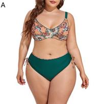 2 vnt / rinkinys Moteriškas reguliuojamas bikinio spausdinimo plius vintažinio rašto dydis Sling Split maudymosi kostiumėlis atostogoms XL