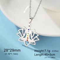Chakras Lotus Flower Necklace Spiritual OM Buddha Hindu Symbol Yoga Healing Pendant Stainless Steel Jewelry Meditation Gift