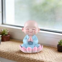 Monk Statue Resin Meditative Craft Figurine Feng Shui Buddhist Decor for Garden, Car,