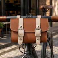 Leather Cycle Bag Universal Fit Vintage Bike Pouch Decorative Design Retro for Commuting,