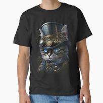 Steamcat Blue Steampunk Cat With Goggles And T Made In Usaaus Tshirt S2xl S