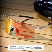 ACRUNU Day and Night Cycling Glasses Unisex Windproof Frameless Goggles Transparent White Frame - Color Changing Lens