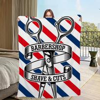 Fashion B-Barber Shop Blanket Flannel warm comfort soft plush blanket For Picnic Beds Sofas Homes And Bedrooms 75x90cm