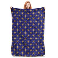 Blue Gold Pixel Ethnic Pattern Blankets Multi-function Fleece Sofa Throw Blanket for Home Bedroom Outdoor Throws Bedspread Quilt 75x90cm