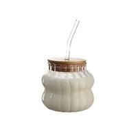 Straw Coffee Mug Transparant Ripple Bobo Cup Elegant Drinking Water Bottle  Home 410ml