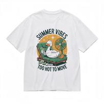 Women's Fashion Comfy Classic T-Shirt Relaxing Duck with Drink Design Tee M