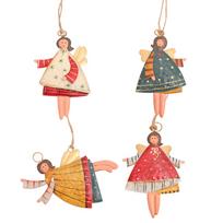 4 Christmas Angle Tree Ornaments,Color Girl Small With Hanging String For Christmas Tree Decorations One Size