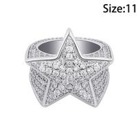 New Hip Hop Rock Five Star Rings Men Luxury Women Rhinestones Zircon Pentagram Rings Women Wedding Party A14