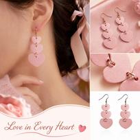 Heart Shape Color Long Drop Earrings for Valentine's Day One Size rožinė